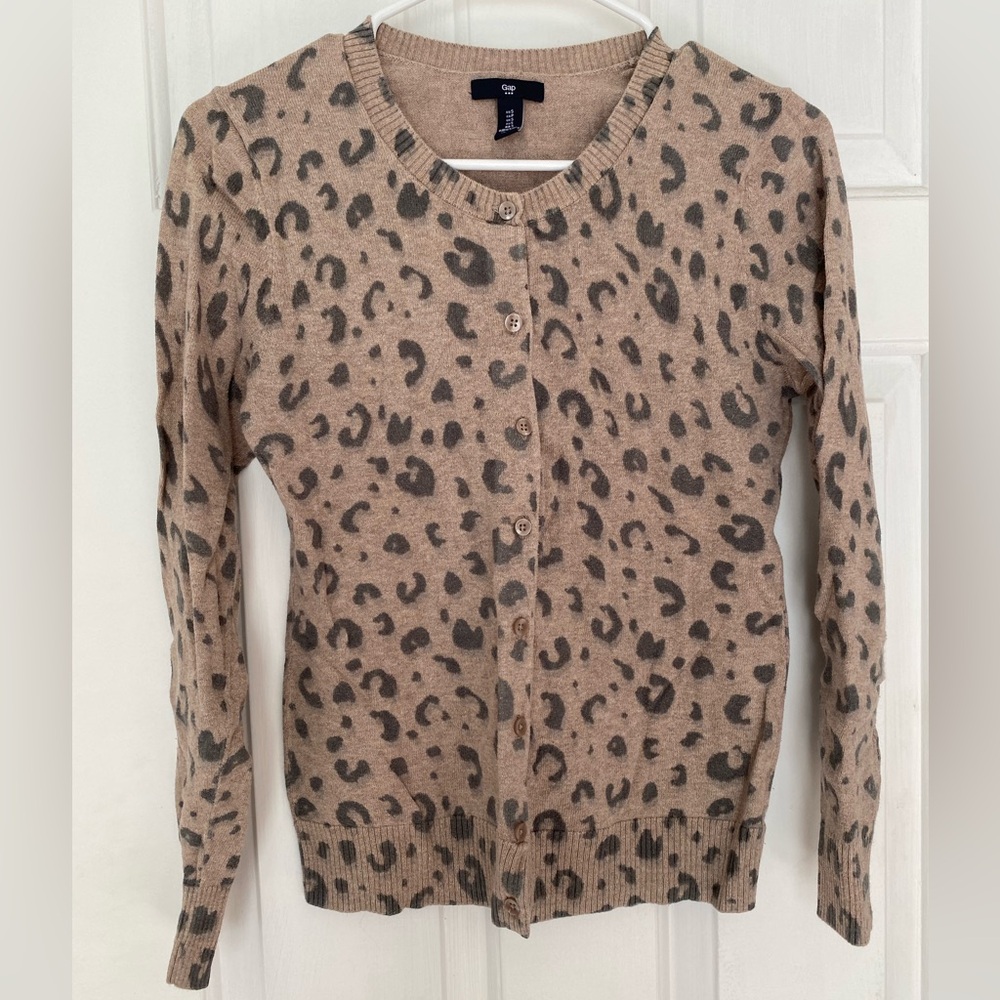 GAP Tan and Black Leopard Cardigan